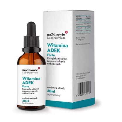 Witaminy ADEK (A D3 E K2 mk7) Forte naZdrowie krople 30ml - obrazek 2