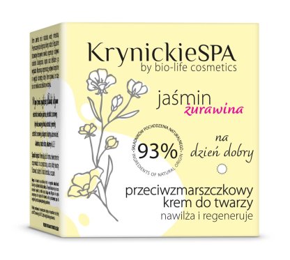 KrynickieSPA Przeciwzmarszczkowy krem do twarzy na dzień, nawilża i regeneruje, jaśmin i żurawina 50ml