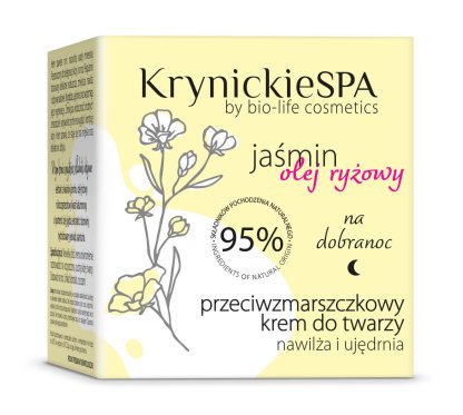 KrynickieSPA Przeciwzmarszczkowy krem do twarzy na noc, nawilża i ujędrnia, jaśmin i olej ryżowy 50ml