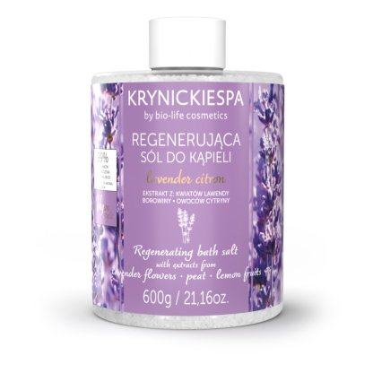 Regenerująca sól do kąpieli o zapachu lawendy KrynickieSPA 600g